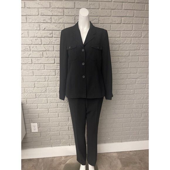 Laura Scott Black Business Career Blazer Pant Suit Size 8 - Picture 1 of 13